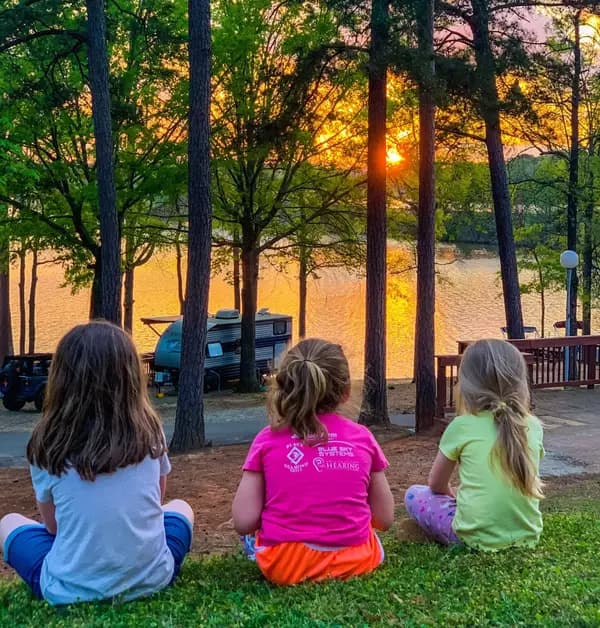 Kids watching sunset