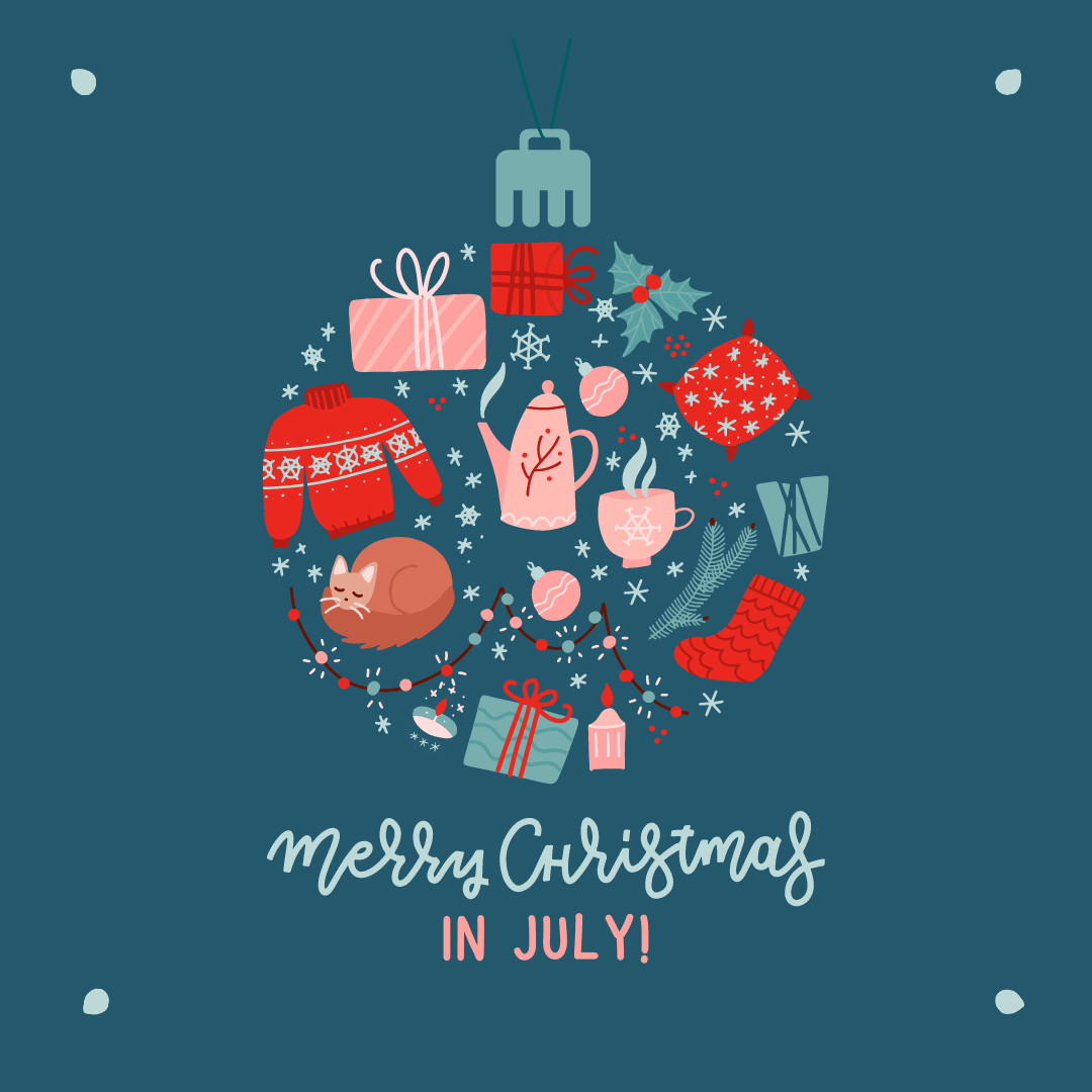 Green Red Merry Christmas In July Instagram Post