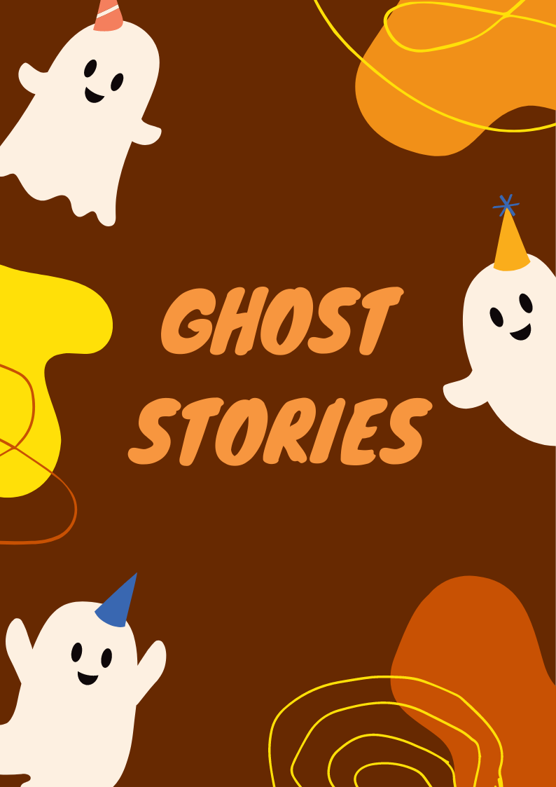 Orange and Yellow Cute Illustrated Ghosts Halloween Poster