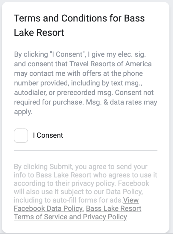 TCPA Complaince - Travel Resorts of America